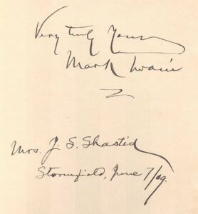 Example of Genuine Mark Twain Signature