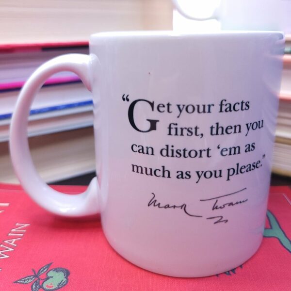 Back of Mark Twain Stamp Mug with Quote